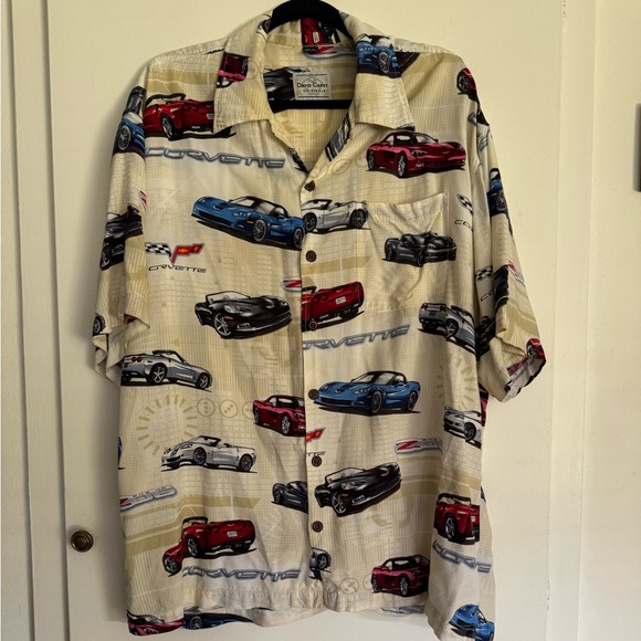 David Carey Originals Mens Corvette Short Sleeve Button Shirt XL Cars Chevy GM - Picture 1 of 6